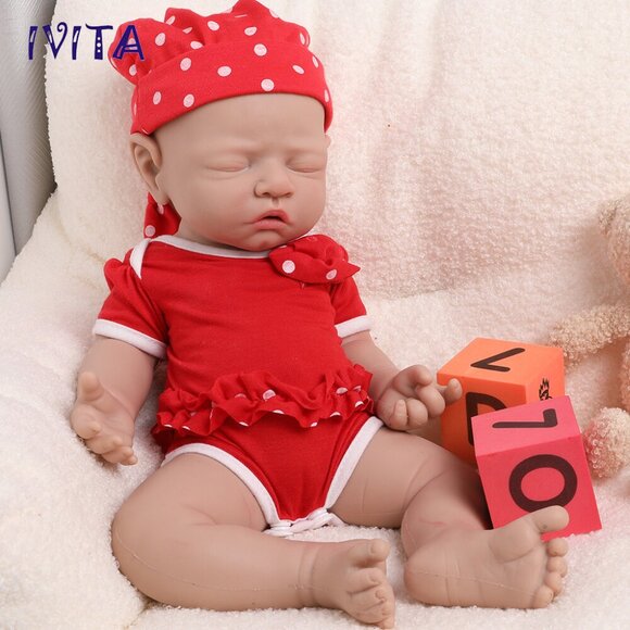 IVITA Other - 17" Sleeping Silicone Reborn Baby Girl Newborn Full Body Floppy Silicone Doll